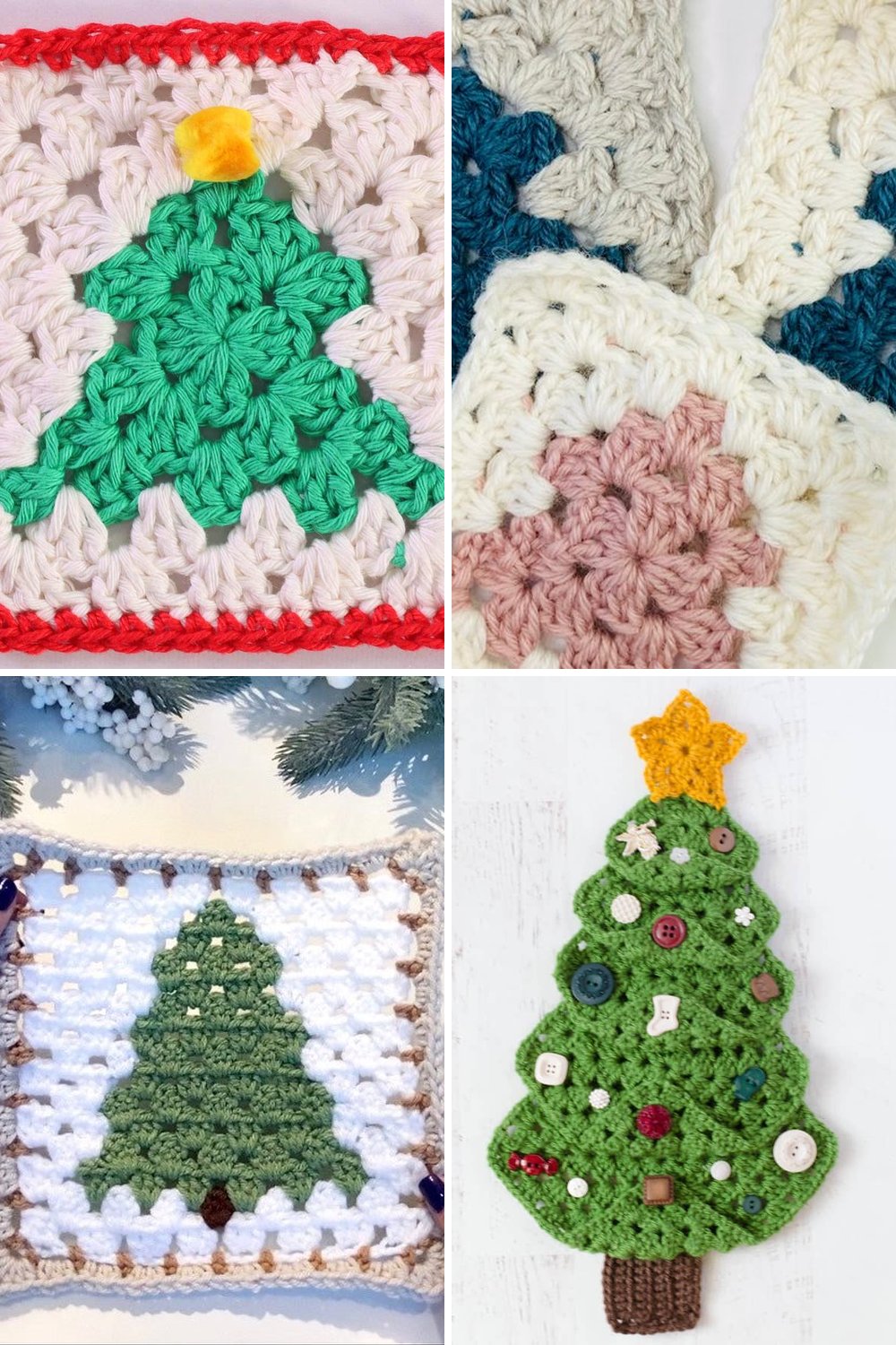 12 Christmas Tree Granny Square Free Crochet Patterns
