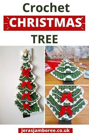 Easy Granny Square Christmas Tree Wall Hanging free crochet pattern by Sharon "Shaz" Goodwin