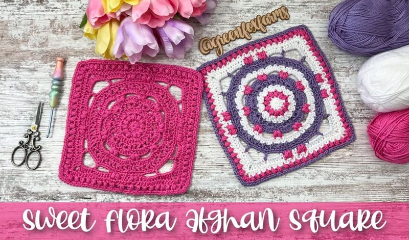 Sweet Flora Afghan Square free crochet pattern by Lisa Fox