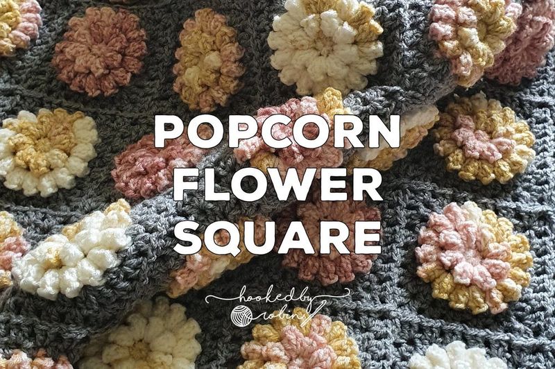 Popcorn Flower Square free crochet pattern by Robin