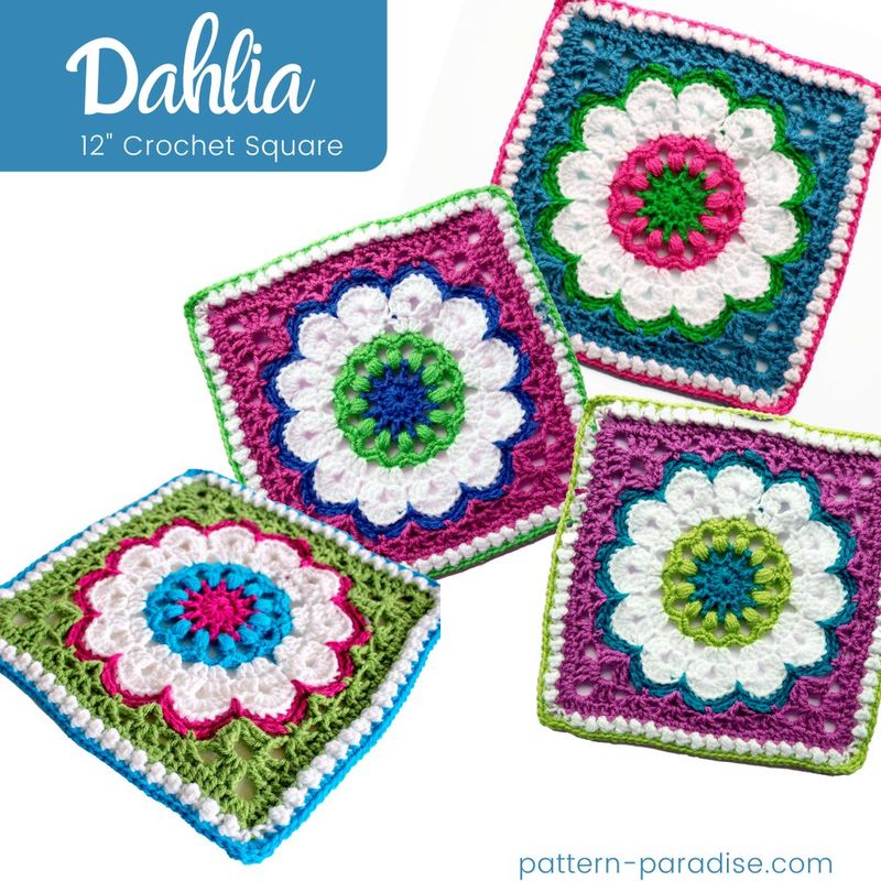 Dahlia Afghan Square free crochet pattern by Pattern Paradise