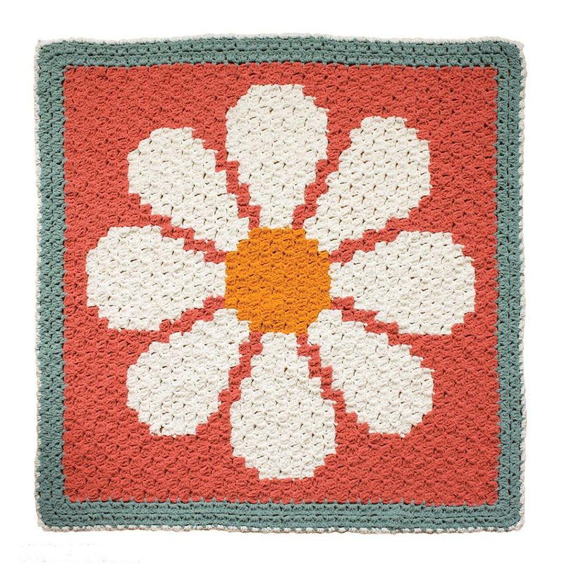 Daisy C2C Crochet Blanket (Bernat) free crochet pattern by Sarah Zimmerman