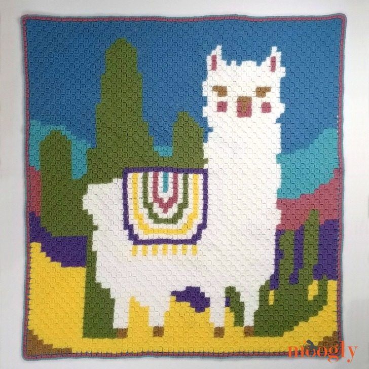 Llama and Cactus C2C Graphgan free crochet pattern by Tamara Kelly