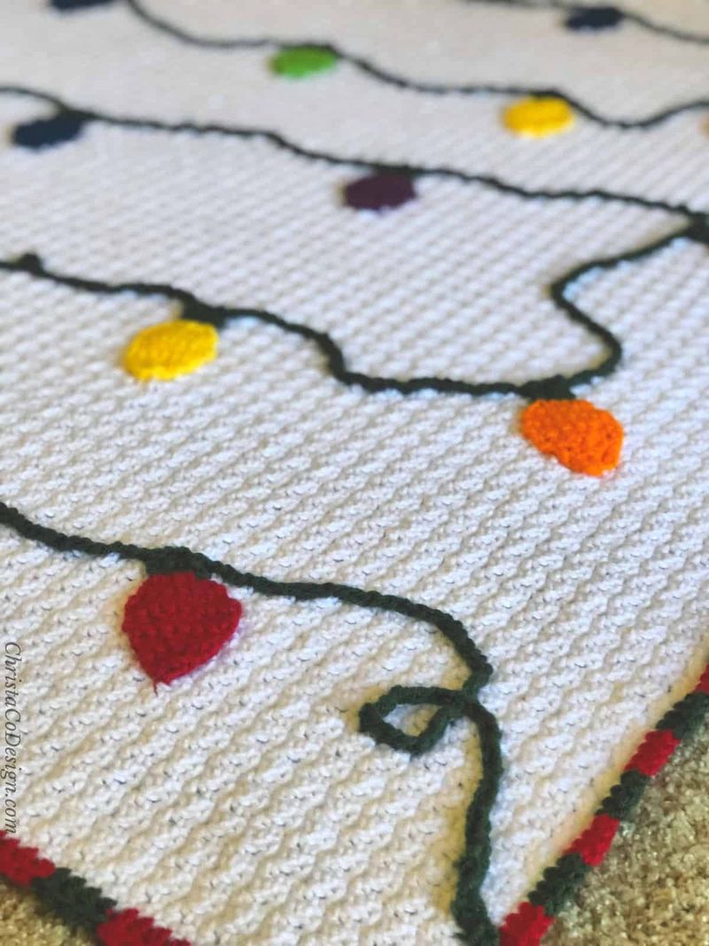 Crochet Christmas Lights Blanket free crochet pattern by Crystal Marin