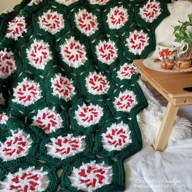 Snowflake Hexagon Blanket free crochet pattern by Carolyn Calderon