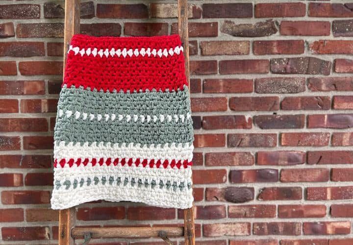 Christmas Lane Striped Blanket free crochet pattern by Jamie Morris