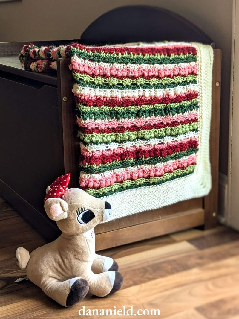 Holly Berry Seashore Christmas Baby Blanket free crochet pattern by Dana Nield