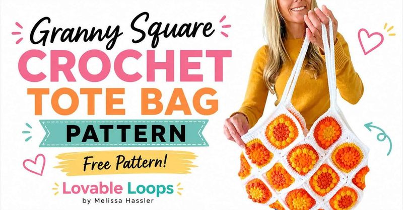 Granny Square Tote Bag free crochet pattern by Melissa Hassler