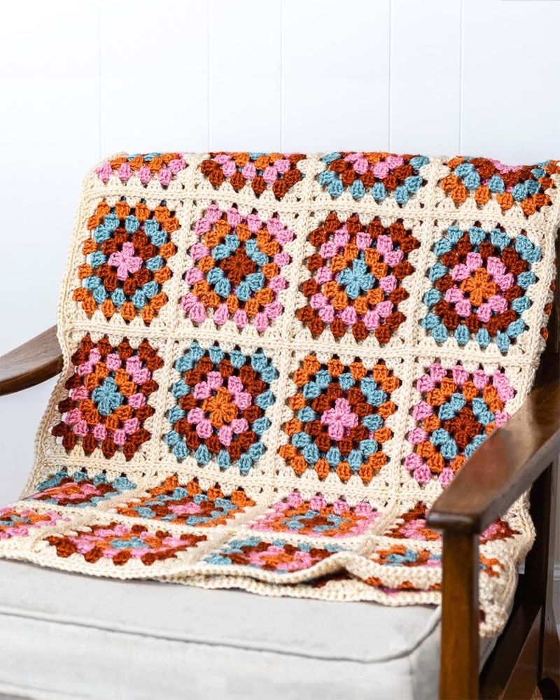 Granny Square Blanket free crochet pattern by Sarah Stearns
