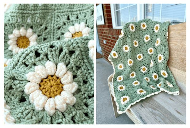 Daisy Granny Square Baby Blanket free crochet pattern by Ashley Stallsworth