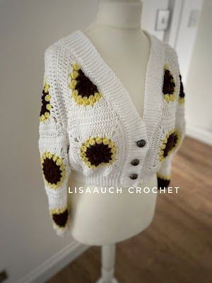 Sunflower Granny Square Cardigan free crochet pattern by Lisa Auch