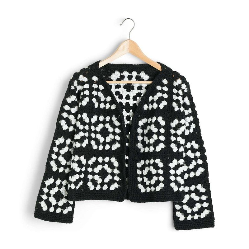 Two-Color Granny Square Jacket free crochet pattern by Red Heart
