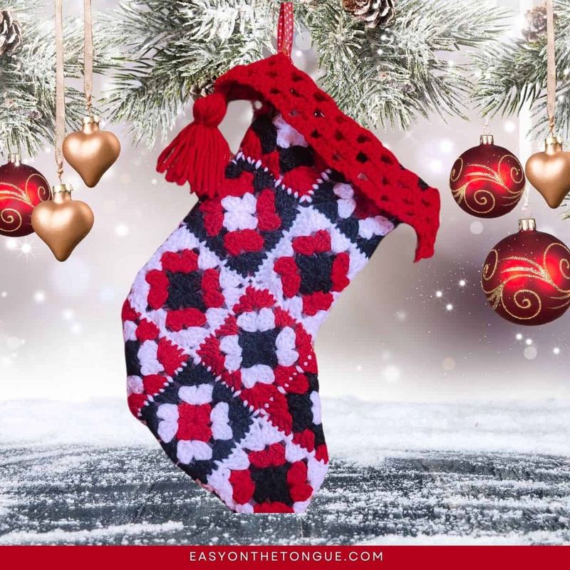 Granny Square Christmas Stocking free crochet pattern by Amanda