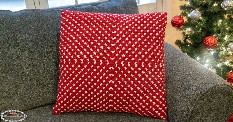 Boxed Block Granny Square Pillow free crochet pattern by Nicole Riley