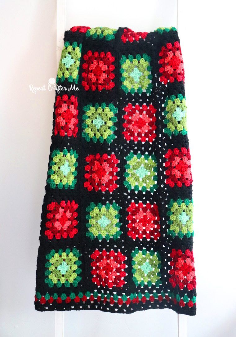 Granny Square Christmas Blanket free crochet pattern by Sarah