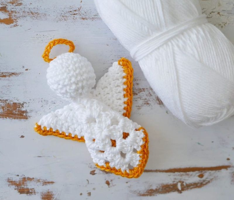 Granny Square Angel Ornament free crochet pattern by Ashleigh