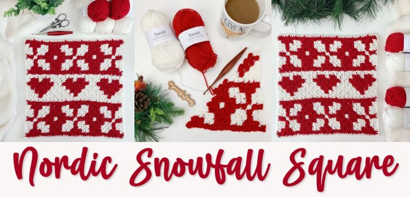 Nordic Snowfall Afghan Square free crochet pattern by Lisa Fox
