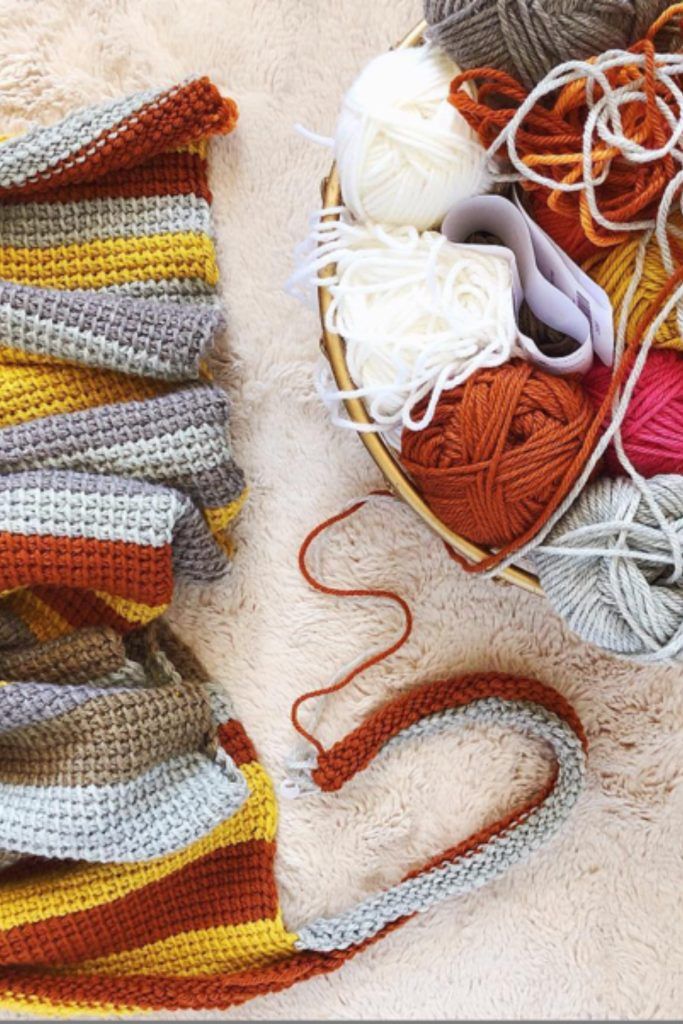 Tunisian Crochet Temperature Blanket free crochet pattern by Toni Lipsey